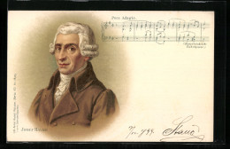 Lithographie Josef Haydn, Portrait Des Komponisten Und Noten  - Artistes