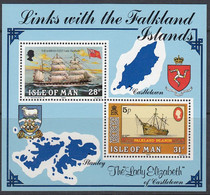 ISLE OF MAN, Block 7, Postfrisch **, Historische Verbindung Mit Den Falklandinseln, 1984 - Man (Ile De)
