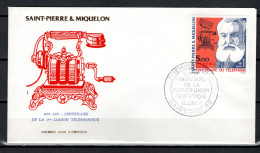 SPM St. Pierre Et Miquelon 1976 Space, Telephone Centenary Stamp On FDC - Amérique Du Nord