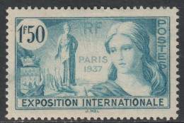 France Scott 324 - SG569,1937 Paris Exhibition 1f50 MH* - Unused Stamps
