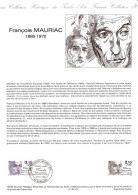 Document Officiel De La Poste Carnet Personnages 1985  François Mauriac 33 Bordeaux - Documenti Della Posta