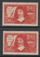 France Scott 330/331 - SG574/575,1937 Rene Descartes Set MH* - Unused Stamps