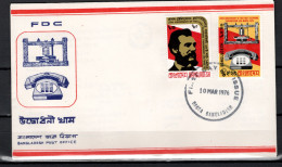Bangladesh 1976 Space, Telephone Centenary Set Of 2 On FDC - Asien