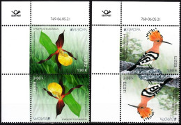 ESTONIA 2021-09 EUROPA: National Endangered Wildlife. Bird Orchid. Corner TB Pairs, MNH - 2021