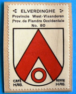 West-Vl N080 Elverdinghe Elverdinge Ieper Ypres Timbre Vignette 1930 Café Hag Armoiries Blason écu TBE - Thee & Koffie