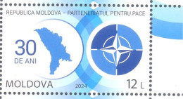 2024. Moldova,  30y Of The Partnership For Peace, Moldova-NATO, 1v, Mint/** - Moldawien (Moldau)