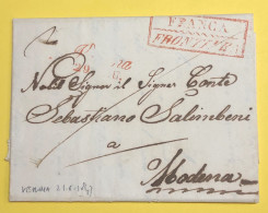 1843 VERONA F.FRONTIERE X MODENA - 1. ...-1850 Prefilatelia