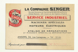 CARTE DE VISITE / LA COMPAGNIE SINGER - SERVICE INDUSTRIEL - 24 RUE LENEPVEU à ANGERS - Tarjetas De Visita