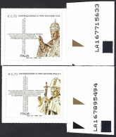 Italia 2014; Canonizzazione Di Papa Giovanni XXIII E Di Papa Giovanni Paolo II, Serie Completa Con Codice Alfanumerico. - 2011-20: Neufs