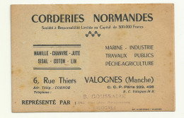 CARTE DE VISITE / CORDERIES NORMANDES - 6 RUE THIERS à VALOGNES - Cartes De Visite