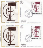 2551 931  Lot  2 Enveloppes Premier Jour Année Culturelle France Danemark  Robert Jacobsen Hommage à Léon Degand Paris C - Covers & Documents