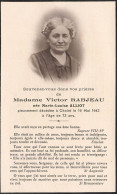 Cholet * Carte De Décès Mme Victor RABJEAU Née Marie Louis ALLIOT Décédée 19 Mai 1942 * Image Pieuse Holy Card - Cholet