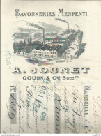 GP / MARSEILLE SAVONNERIE MENPENTI 1908 A.JOUNET Old Invoice Facture LETTRE Ancienne  SAVON - Chemist's (drugstore) & Perfumery