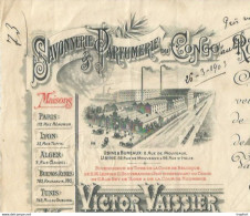 GP / ROUBAIX SAVONNERIE PARFUMERIE 1903 Victor VAISSIER Old Invoice Facture LETTRE Ancienne SAVON - Profumeria & Drogheria