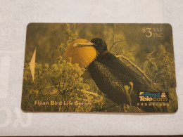 FIGI-(09FJB-FIJ-046)-Greater Frigatebird-(89)(1994)($3)(09F JB019498)-(TIRAGE-30.000)-used Card+1card Prepiad Free - Fidschi