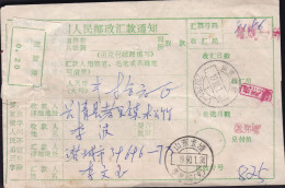CHINA  CHINE Remittance Note WITH SHANDONG ZHUCHENG 262200-1   ADDED CHARGE LABEL (ACL) 0.20 YUAN - Lettres & Documents