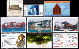 GERMANY 2001 Collection. Architecture, Nature, Etc. 9 Singles, MNH. 60% Face Value - Unused Stamps