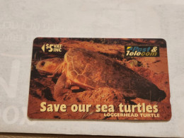 FiGI-(17FIC-FIJ-085)-Loggerhead Turtle-Tovonu-(90)(1996)-($5)-(17FIC023650)-(TIRAGE-38.200)-used Card+1card Prepiad Free - Fidji