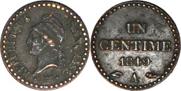 FRANCE - 1849- UN CENTIME - Paris (A) - 19-099 - 1 Centime