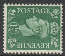 GB Scott 282a - SG505a, 1950 George VI 1.1/2d Sideways Watermark MH* - Ungebraucht