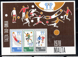 MALTA 1978 WORLD CUP SOCCER CHAMPIONSHIP CAMPIONATO MONDIALE DI CALCIO ARGENTINA BLOCK SHEET MNH - Malte