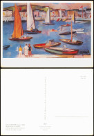 Künstlerkarte Kunstwerk: WILLI NEUBERT (geb. 1920) Segelboote Im Hafen 1970 - Peintures & Tableaux