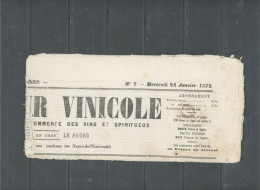 FRANCE-N°27B /JOURNAL -LE MONITEUR VINICOLE (COMPLET) DU 24 JANVIER 1872-ANNULATION TYPOGRAPHIQUE - Newspapers