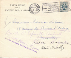 BELGIQUE - TIMBRE SUR ENVELOPPE OBLITEREE AVEC CAD BRUXELLES DU 16 JANVIER 1930 FOIRE COMMERCIALE BRUXELLES - Storia Postale