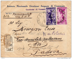 1954  LETTERA RACCOMANDATA CON ANNULLO VENEZIA - 1946-60: Marcophilie