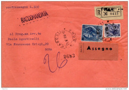 1958  LETTERA RACCOMANDATA CON ANNULLO FRASCATI ROMA - 1946-60: Marcophilie