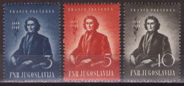 Yugoslavia 1949 France Presern, Mi 567-569 - MNH**VF - Unused Stamps