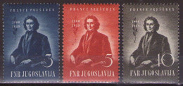 Yugoslavia 1949 France Presern, Mi 567-569 - MNH**VF - Unused Stamps