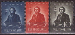 Yugoslavia 1949 France Presern, Mi 567-569 - MNH**VF - Nuevos