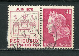 FRANCE - CHEFFER TENANT À VIGNETTE - N° Yvert 1643 Obli. Ronde De “LES ECHARMEAUX” De 1970 - Used Stamps