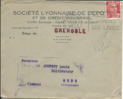 FRANCE LETTRE 15F PERFORE GRENOBLE POUR MENS ( ISERE ) DE 1950  LETTRE COVER - Cartas & Documentos