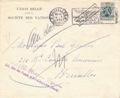 BELGIQUE - TIMBRE SUR ENVELOPPE AVEC CAD BRUXELLES DU 16 JANVIER 1930 RETOUR A L ENVOYEUR - Cartas & Documentos