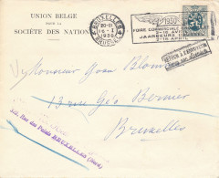 BELGIQUE - TIMBRE SUR ENVELOPPE AVEC CAD BRUXELLES DU 16 JANVIER 1930 RETOUR A L ENVOYEUR FOIRE COMMERCIALE - Cartas & Documentos