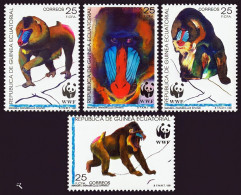 Guinea Equat. 1991, Wwf, Baboons, 4val - Guinée Equatoriale