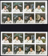 Guinea Equat. 1979, Space, Astronauts, With MISTAKES Correct 2sheetlet IMPERFORATED - Erreurs Sur Timbres