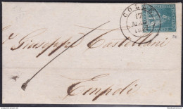1851-52 TOSCANA, N° 5e 2 Cr. Azzurro Verdastro Su Grigio LETTERA - Tuscany