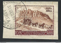 1951 SAN MARINO, PA N. 95 300 Lire Bruno-rosso E Bruno ANNULLO Primo Giorno Di Emissione - Autres & Non Classés