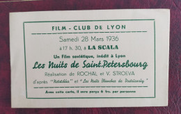 Film Club De Lyon Ticket D'entrée La Scala 1936 - Tickets - Vouchers