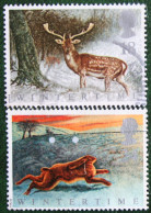 Animals In Winter Dear Fox Hare Bird (Mi 1372-1373) 1992 Used Gebruikt Oblitere ENGLAND GRANDE-BRETAGNE GB GREAT BRITAIN - Usados