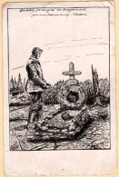 Cpa Illustration Soldat Sur Tombe Héros Allemand - Bois Le Prêtre - Priesterwald - Guerre 14-18 - Feldpost WW1 - Otros & Sin Clasificación