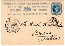 Indien 1905, 1 A. Stationery Card From Calcutta To Kaiserslautern Pfalz, Bavaria - Otros & Sin Clasificación