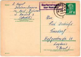 DDR 1956, Landpost Stpl. Bartenshagen über Rostock 2 Auf 10 Pf. Ganzsache - Otros & Sin Clasificación