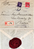 Schweden 1923, 15+20 öre Auf Gesiegeltem Reko Brief V. SVEG To Malmö - Storia Postale