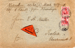 DR 1910, Paar 10 Pf. Hellrot Auf Nachnahme Brief M. Mecklenburg-K1 ROEVERSHAGEN - Covers & Documents