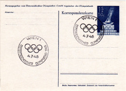 Österreich 1948, 1 S.+50 Gr. Privat Ganzsache Olympia Tag M. Olypischer Flamme - Covers & Documents