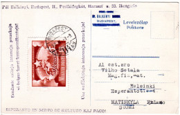 Ungarn 1957, 60 F. Esperanto Auf Entsprechender Karte V. Budapest N. Finnland. - Lettres & Documents